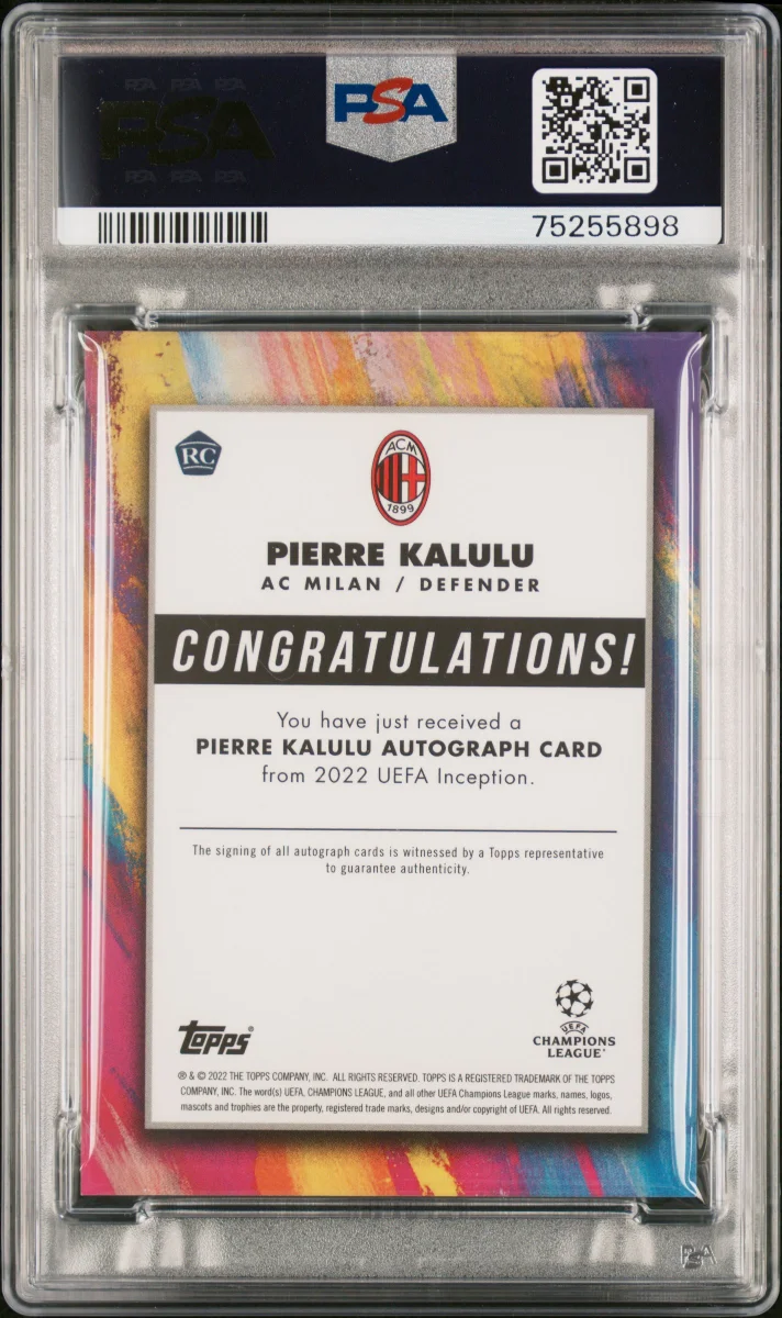 2021 TOPPS INCEPTION UEFA CLUB COMPETITIONS PIERRE KALULU SP-AUTOGRAPH-RED back