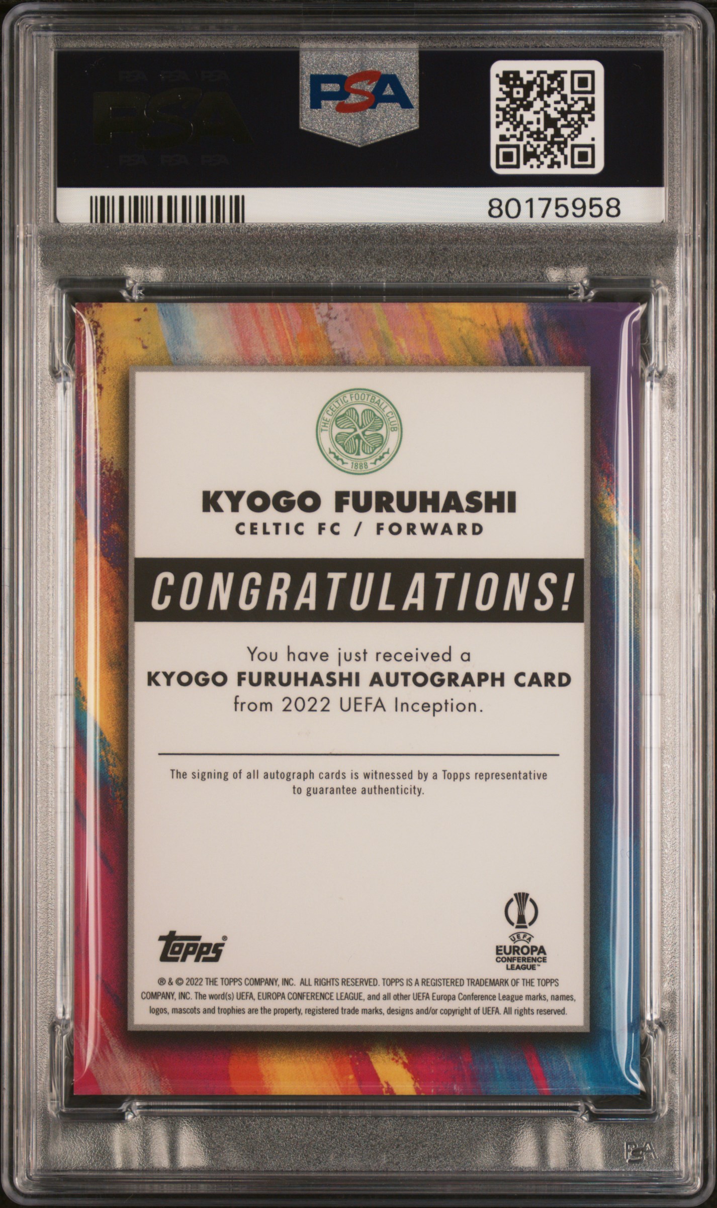 Kyogo Furuhashi 2021-22 Inception SP Auto 1/1 Gold back