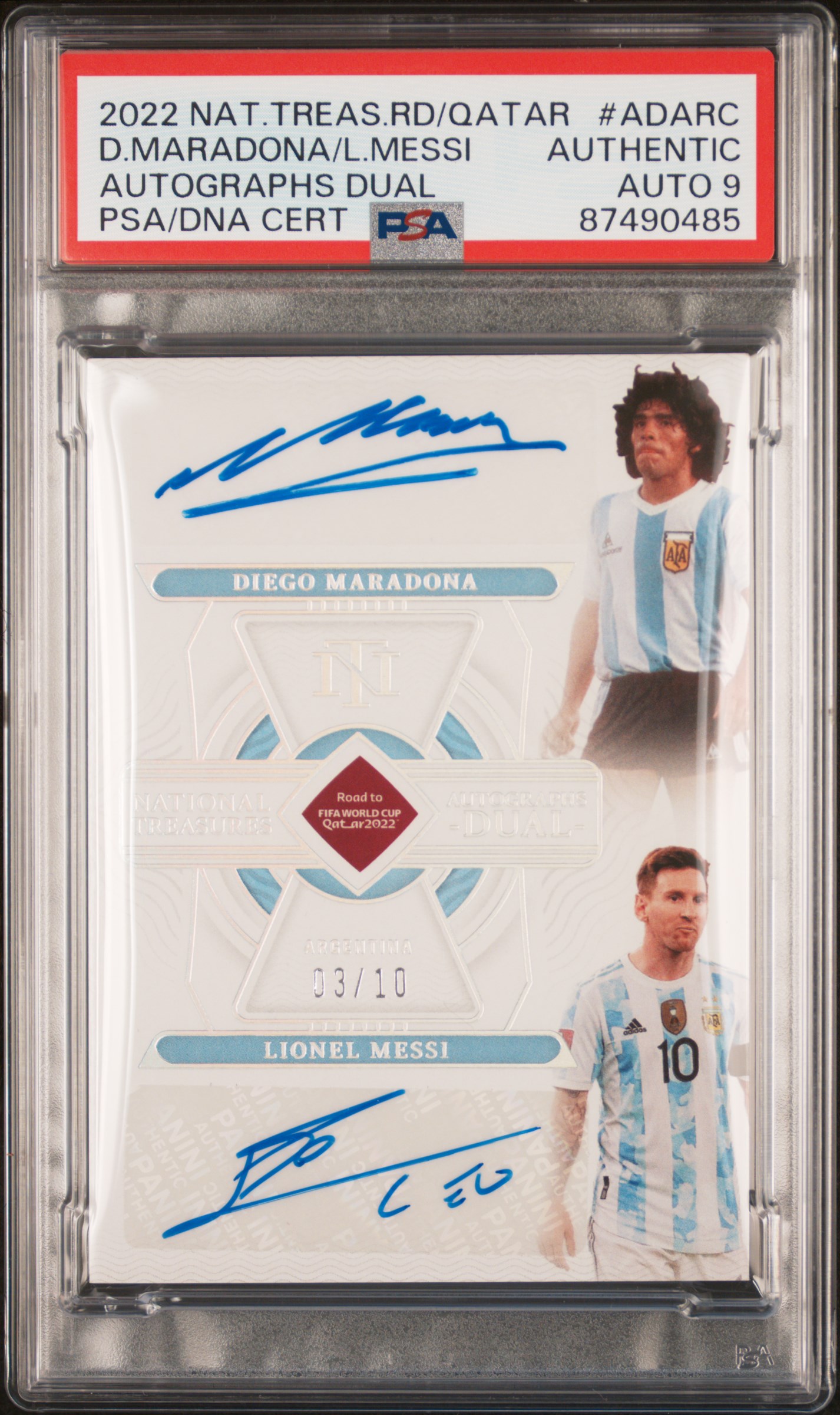Messi / Maradona 2022 National Treasures Dual Autograph 