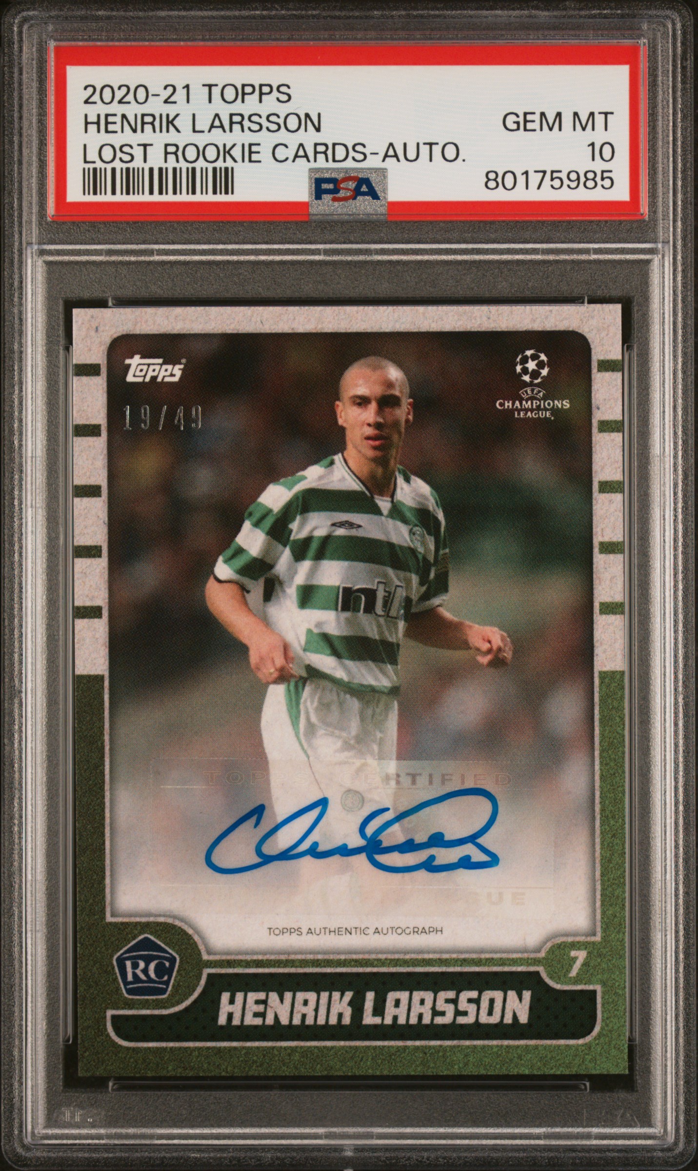 Henrik Larsson 2020-21 The Lost Rookie Green /49 Auto