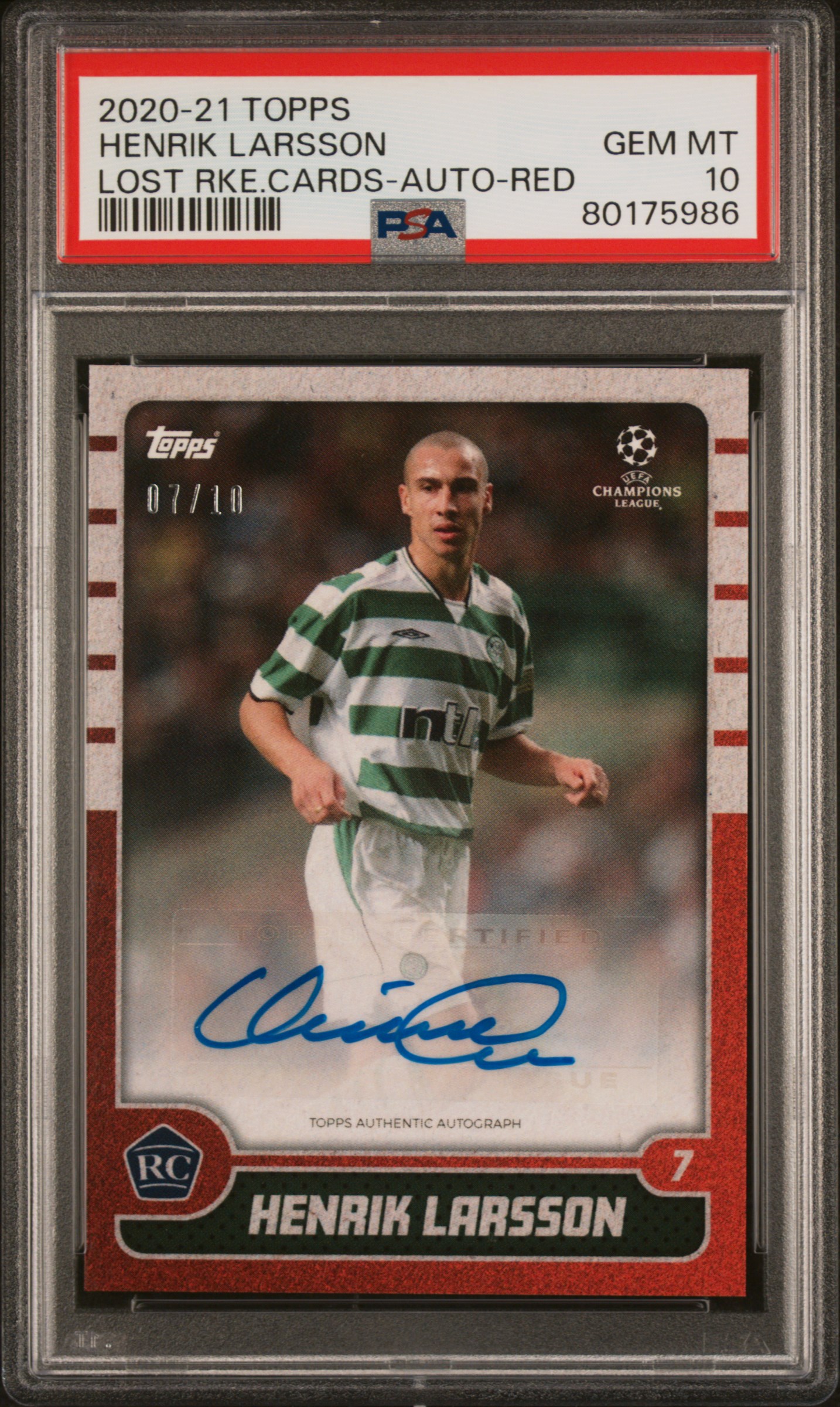 Henrik Larsson 2020-21 The Lost Rookie Red /10 Auto