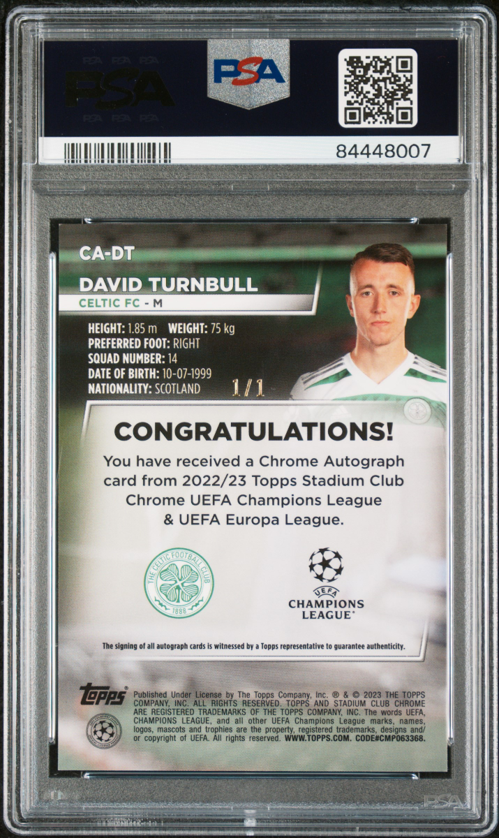 2022-23 STADIUM C/C UCC DAVID TURNBULL CHROME AUTO-SUPER 1/1 back