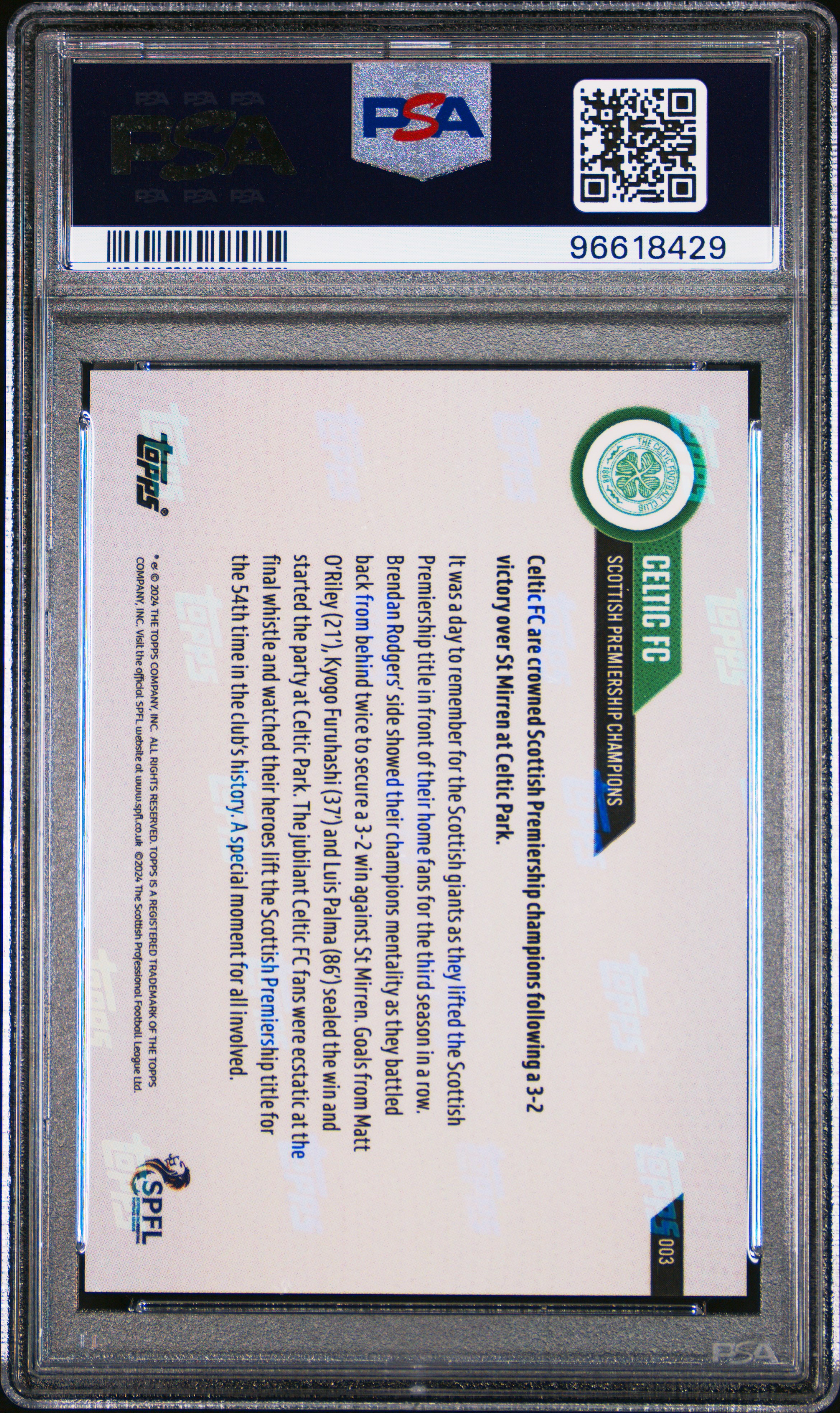 Celtic FC 2023 Topps Now SPFL Winners Gold 1/1 — back