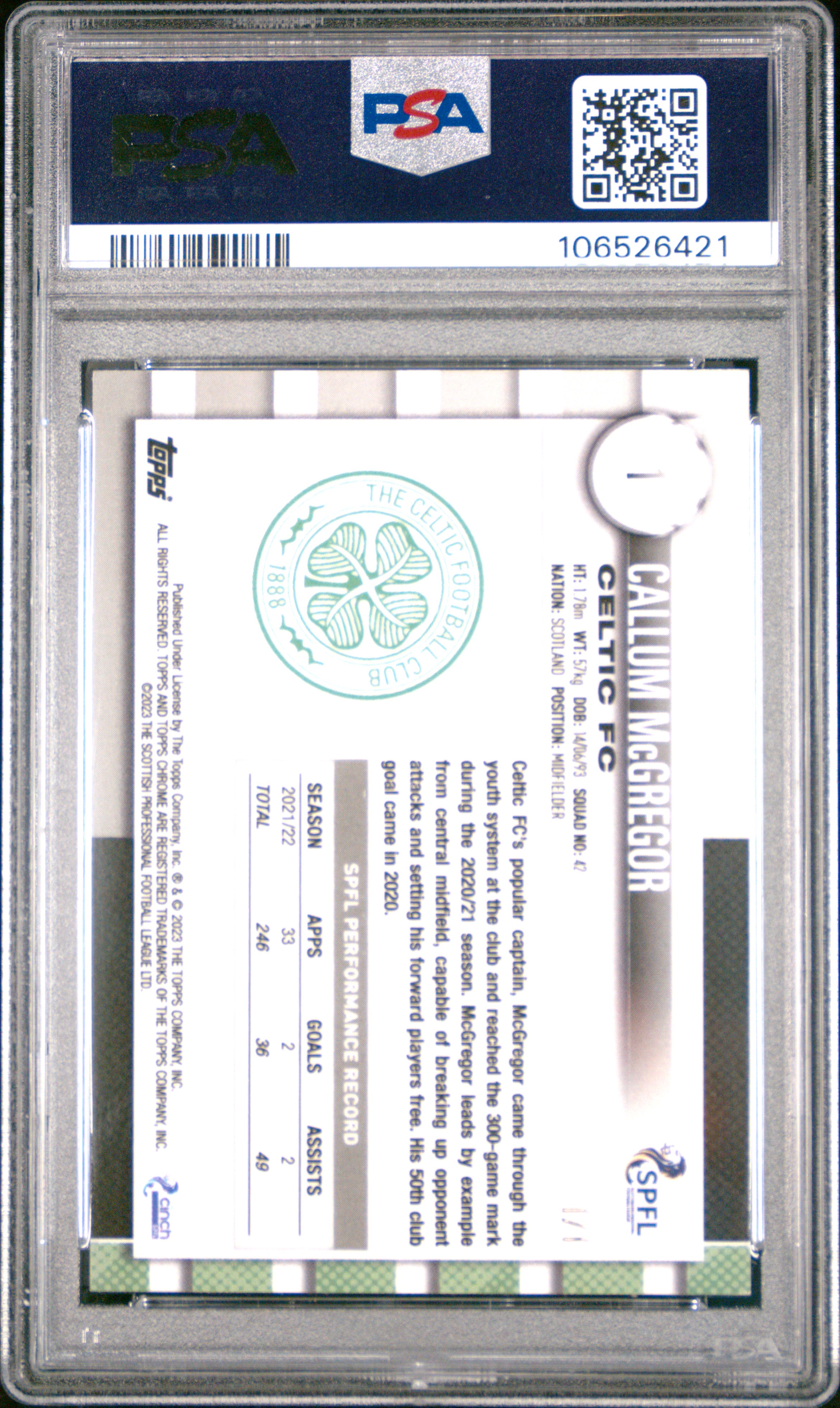 2022-23 SPFL Chrome Callum McGregor back