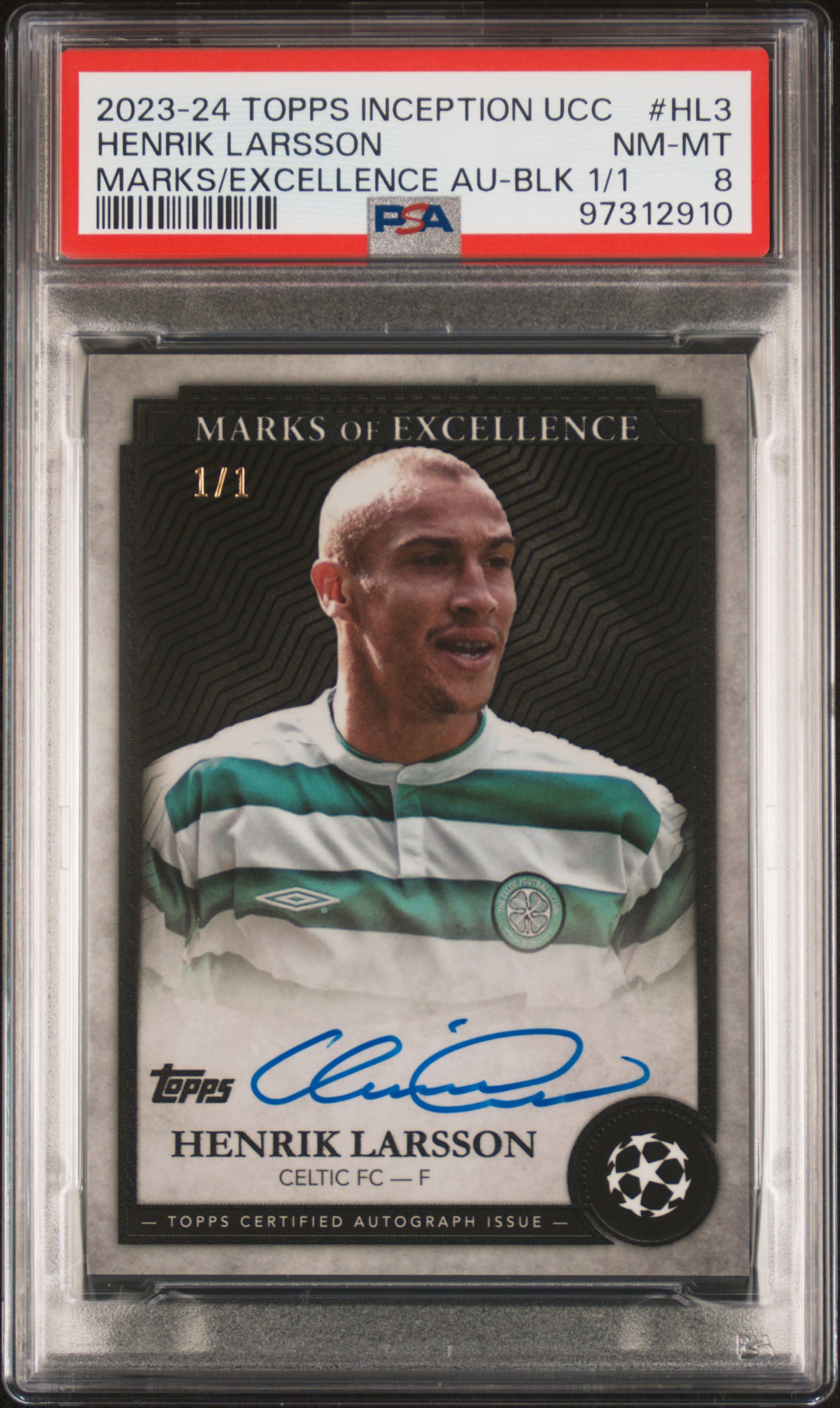 Henrik Larsson 2023-24 Marks of Excellence Black 1/1 Auto