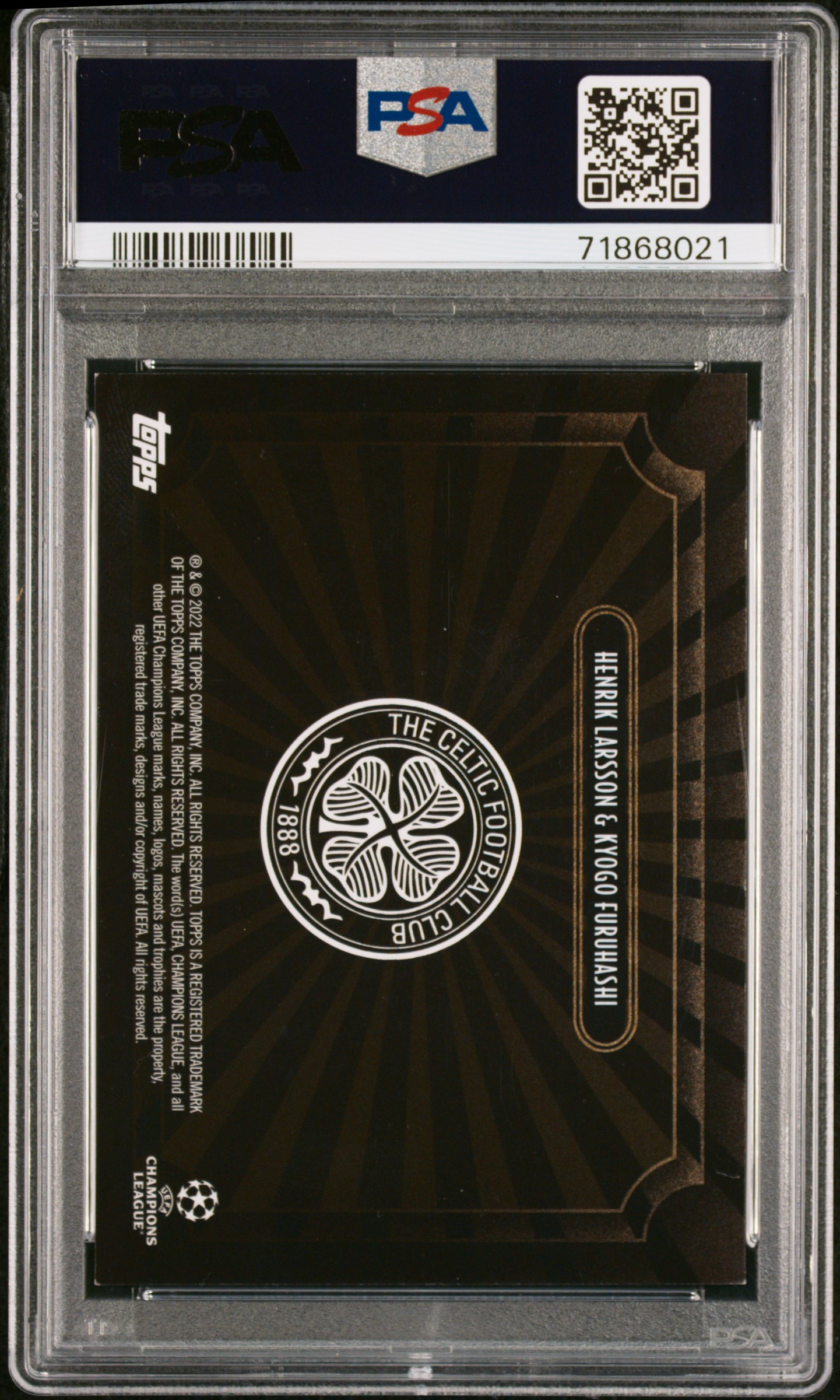 Henrik Larsson & Kyogo Furuhashi 2022-23 Topps Deco Dual Auto Gold 1/1 back