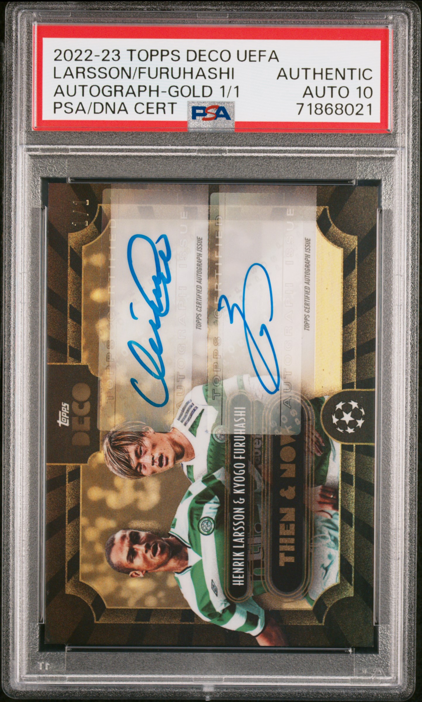 Henrik Larsson & Kyogo Furuhashi 2022-23 Topps Deco Dual Auto Gold 1/1