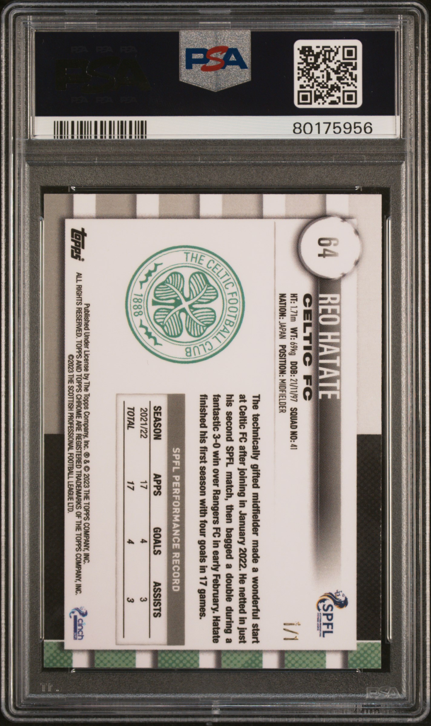 Rep Hatate 2022-23 SPFL Chrome Superfractor 1/1 back