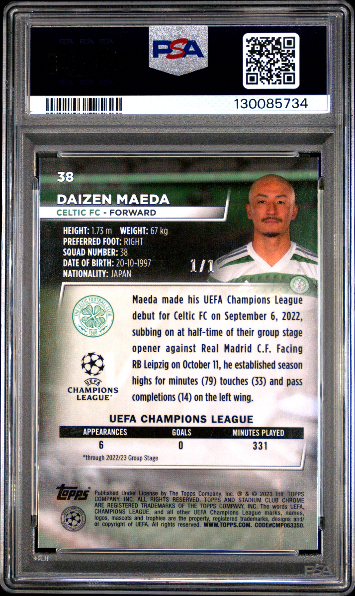 2022-23 STADIUM C/C UCC DAIZEN MAEDA SUPERFRACTOR 1/1 back