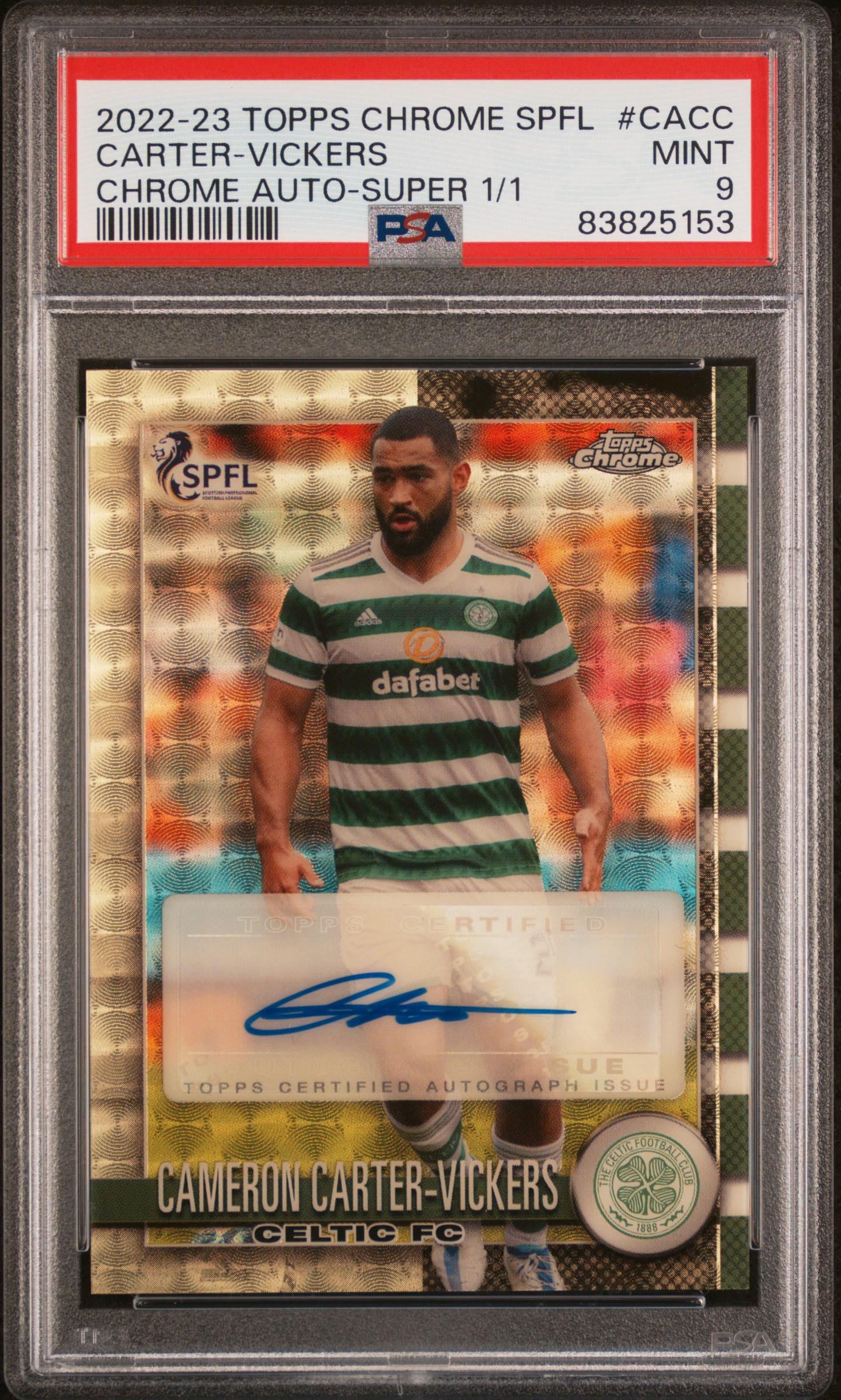 Cameron Carter Vickers 2022-23 SPFL Chrome Superfractor 1/1 Auto
