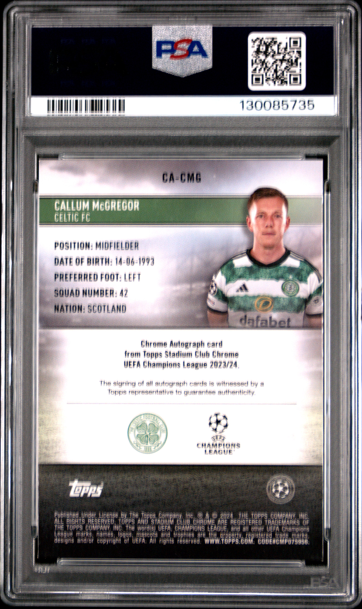 2023-24 STADIUM C/C UCL CALLUM MCGREGOR AUTOGRAPH-SUPERFRACTOR 1/1 back