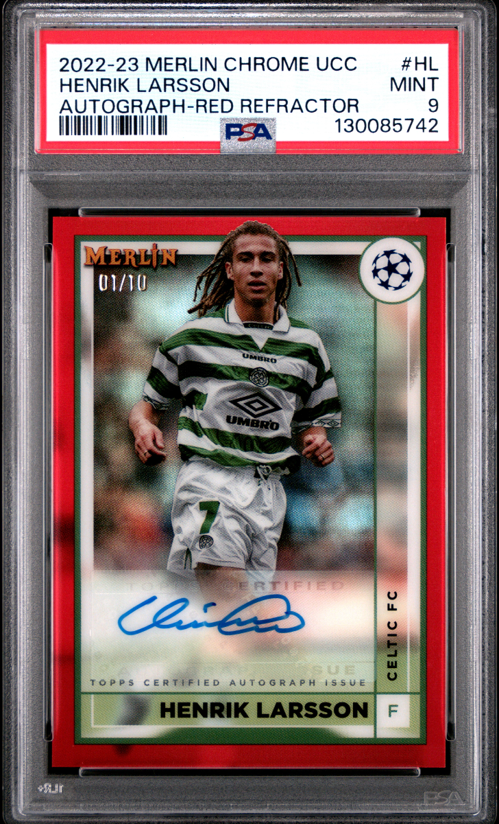 2022-23 MERLIN CHROME UCC HENRIK LARSSON AUTOGRAPH-RED REFRACTOR