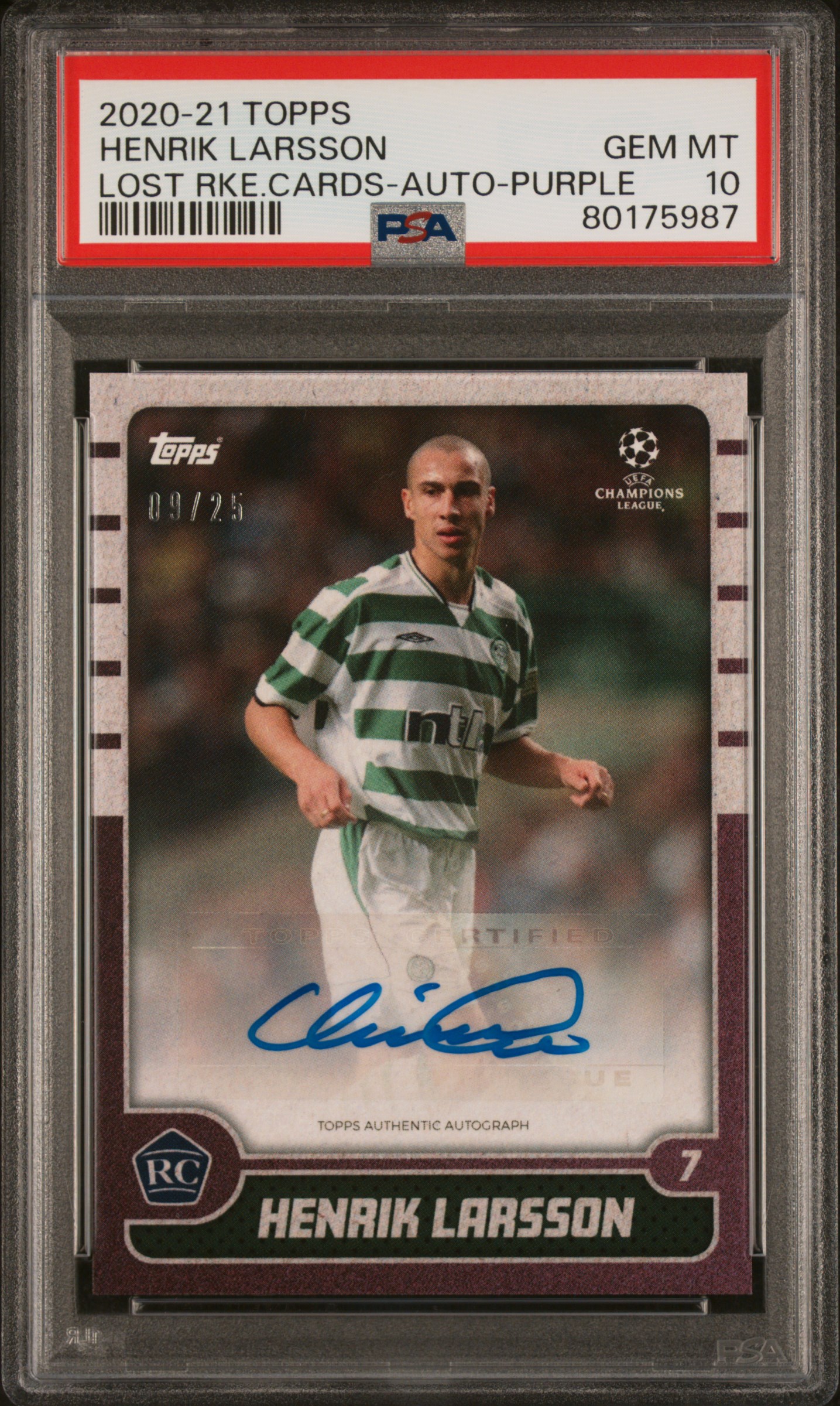 Henrik Larsson 2020-21 The Lost Rookie Purple /25 Auto