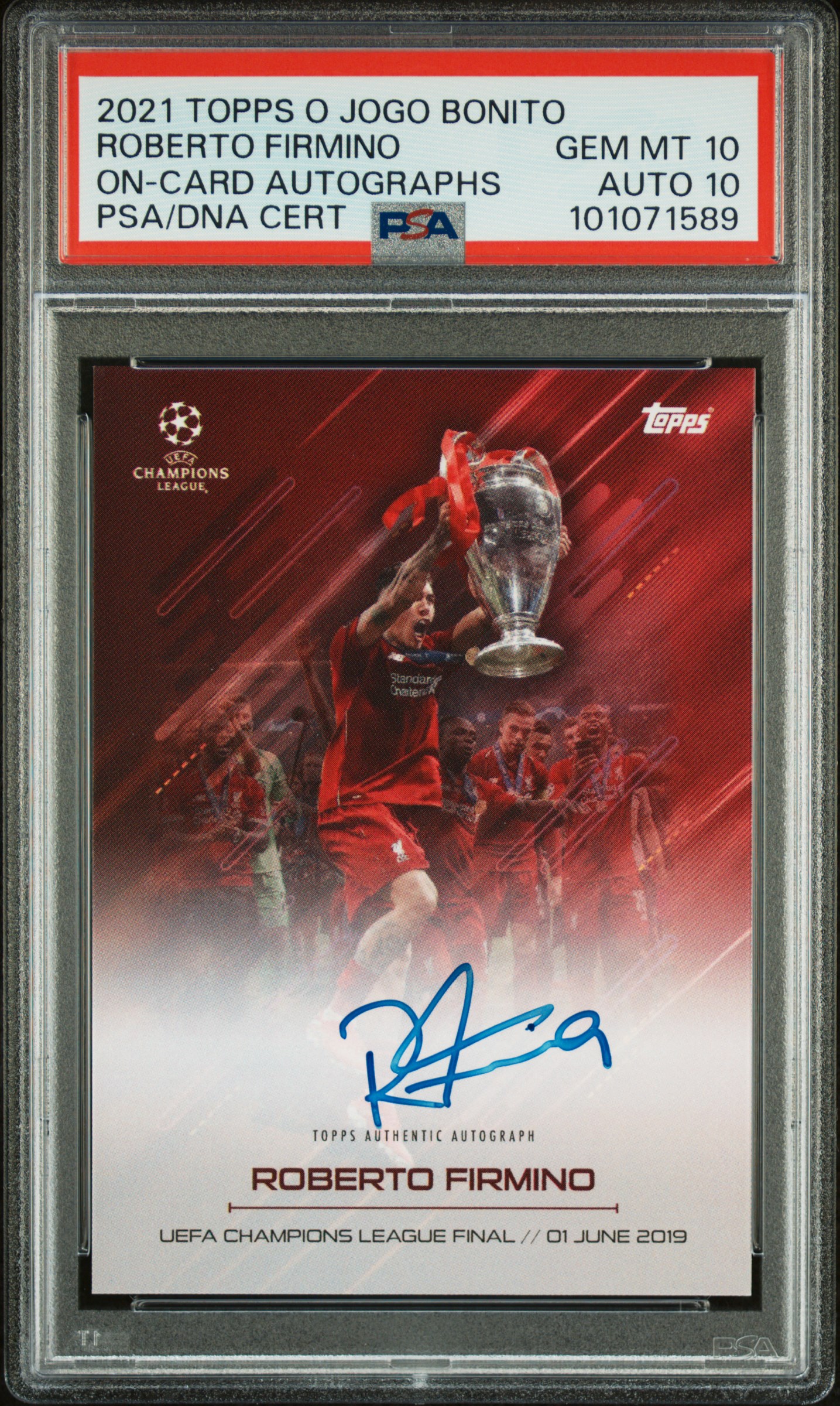 [PSA 10] 2021 Topps Roberto Firmino UCL Trophy Lift Auto