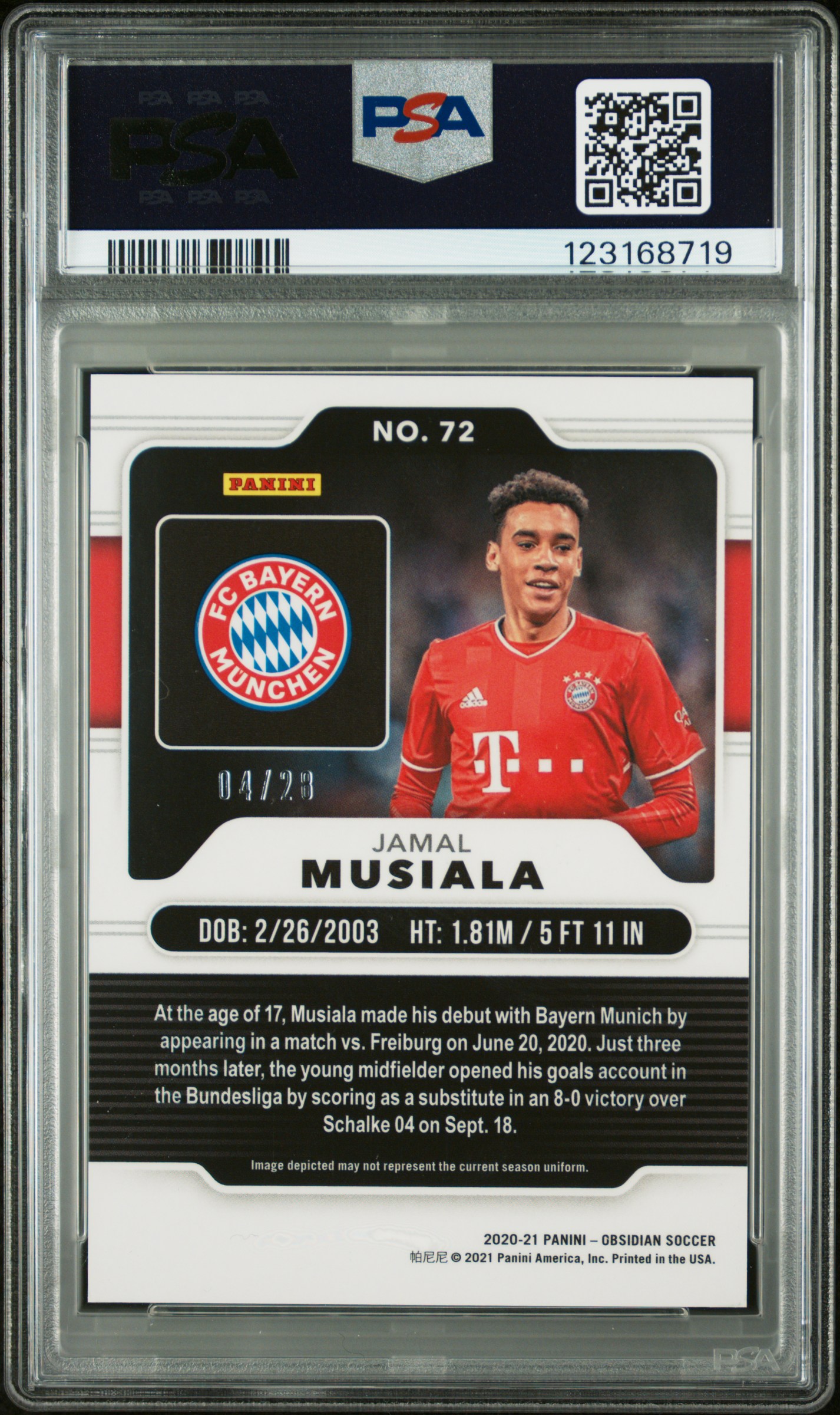 [PSA 10] Musiala Red Flood RC /28 back
