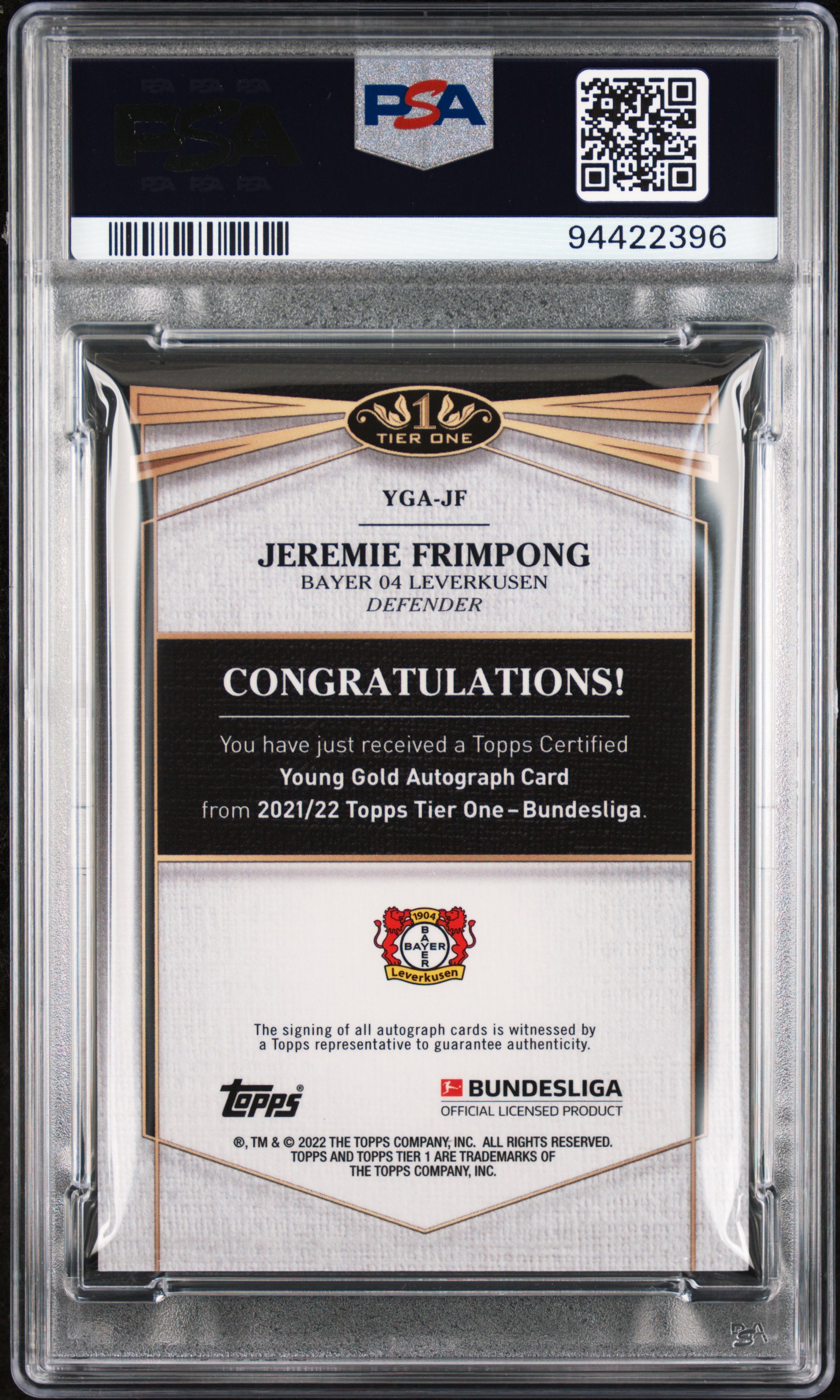 [PSA 10 / 10] Frimpong Red Rookie Auto /10 back