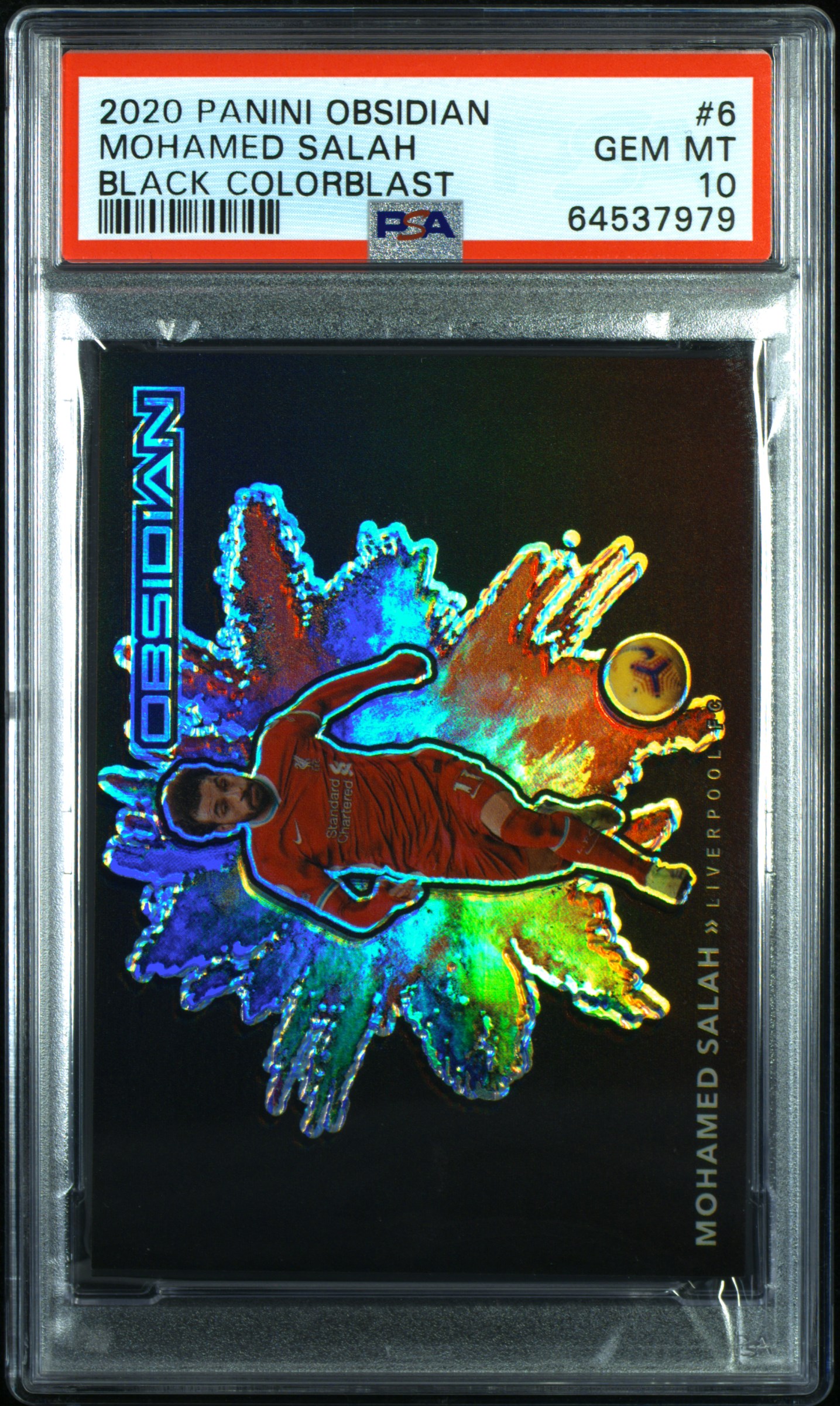 [PSA 10] 2020 Panini Obsidian Mohamed Salah Black Colorblast 