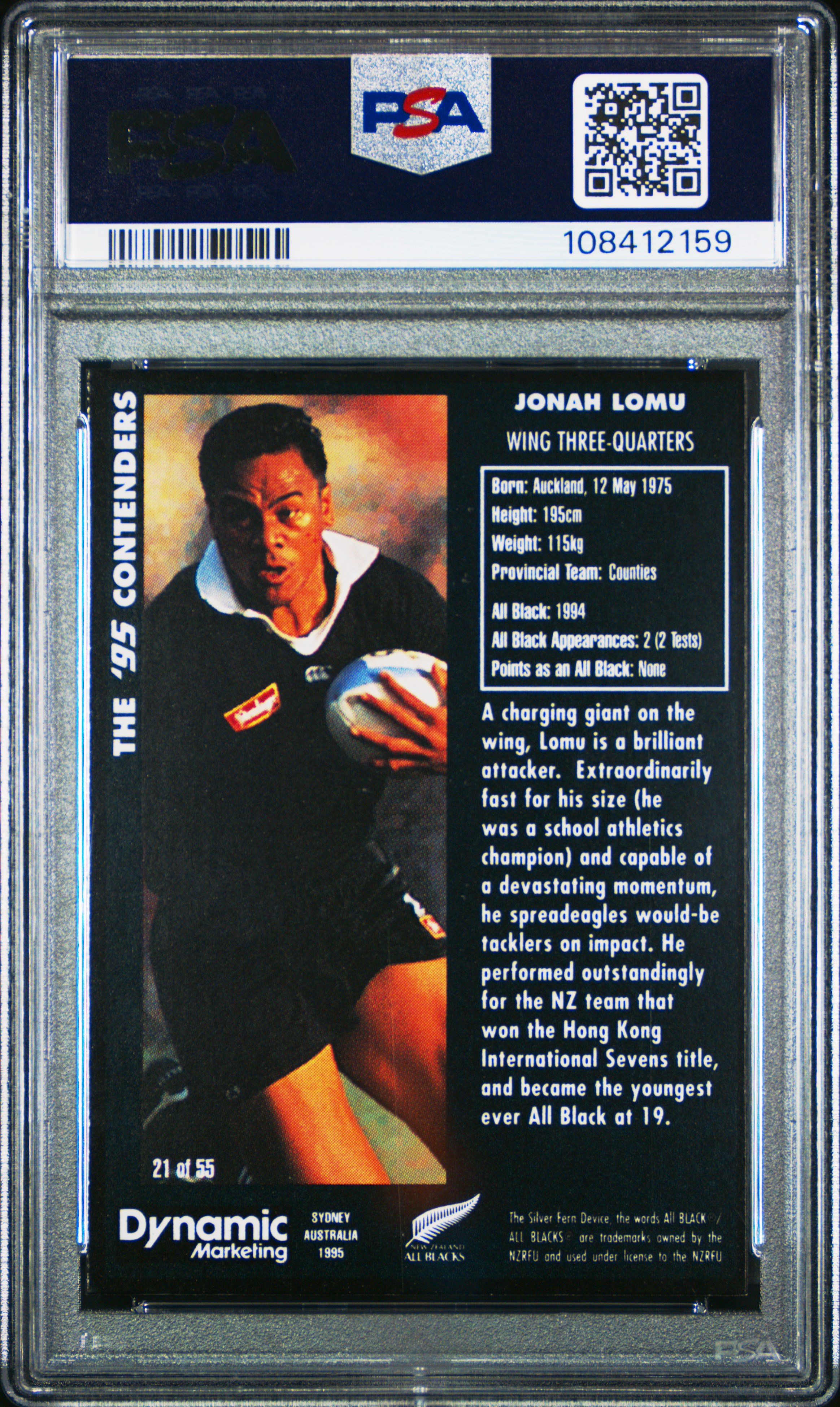 [PSA 9] 1995 Jonah Lomu Rookie Card - All Blacks Rugby back