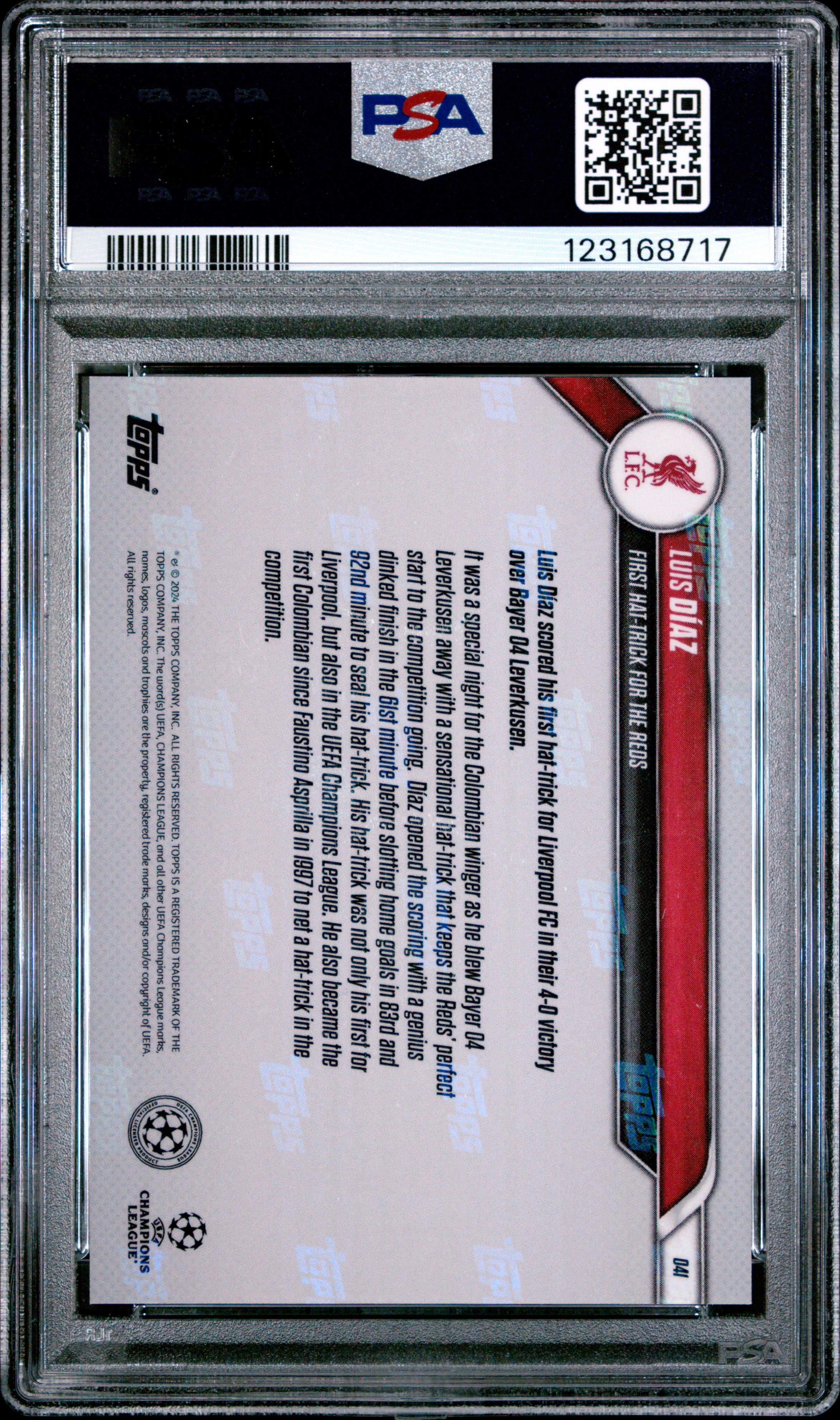 [PSA 10] 2024 Topps Now Luis Díaz Red /10 back