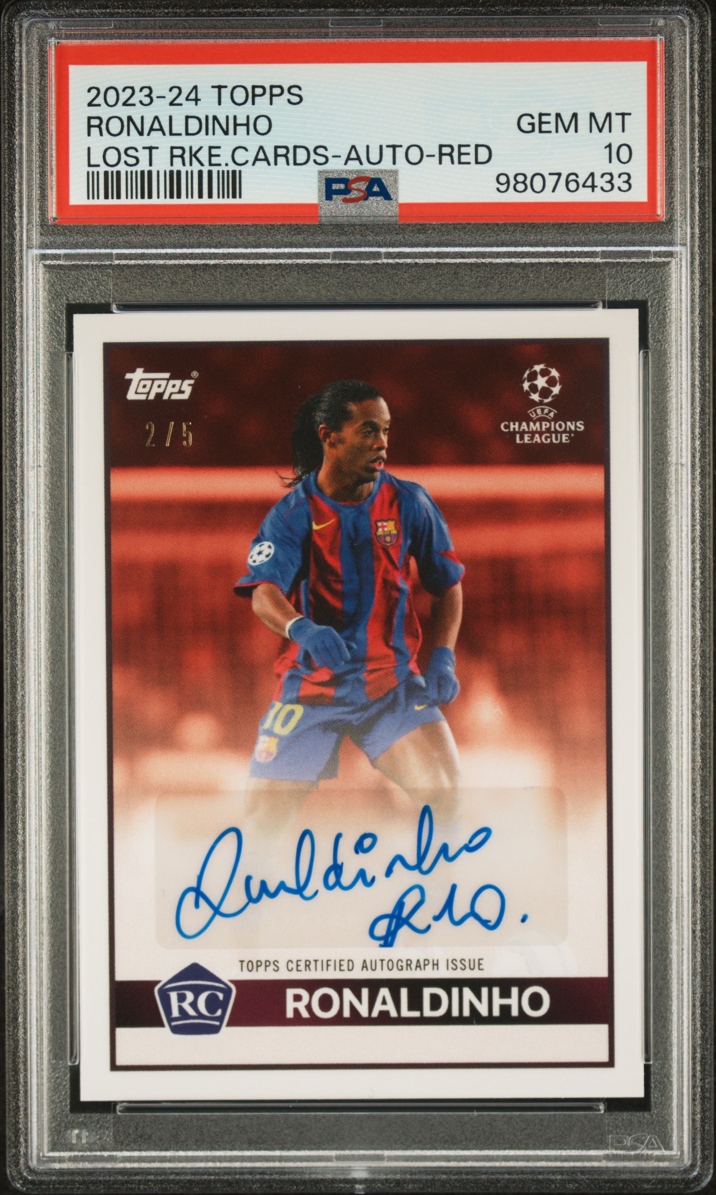 [PSA 10] 2024 Topps Lost Rookie Ronaldinho Red Auto /5