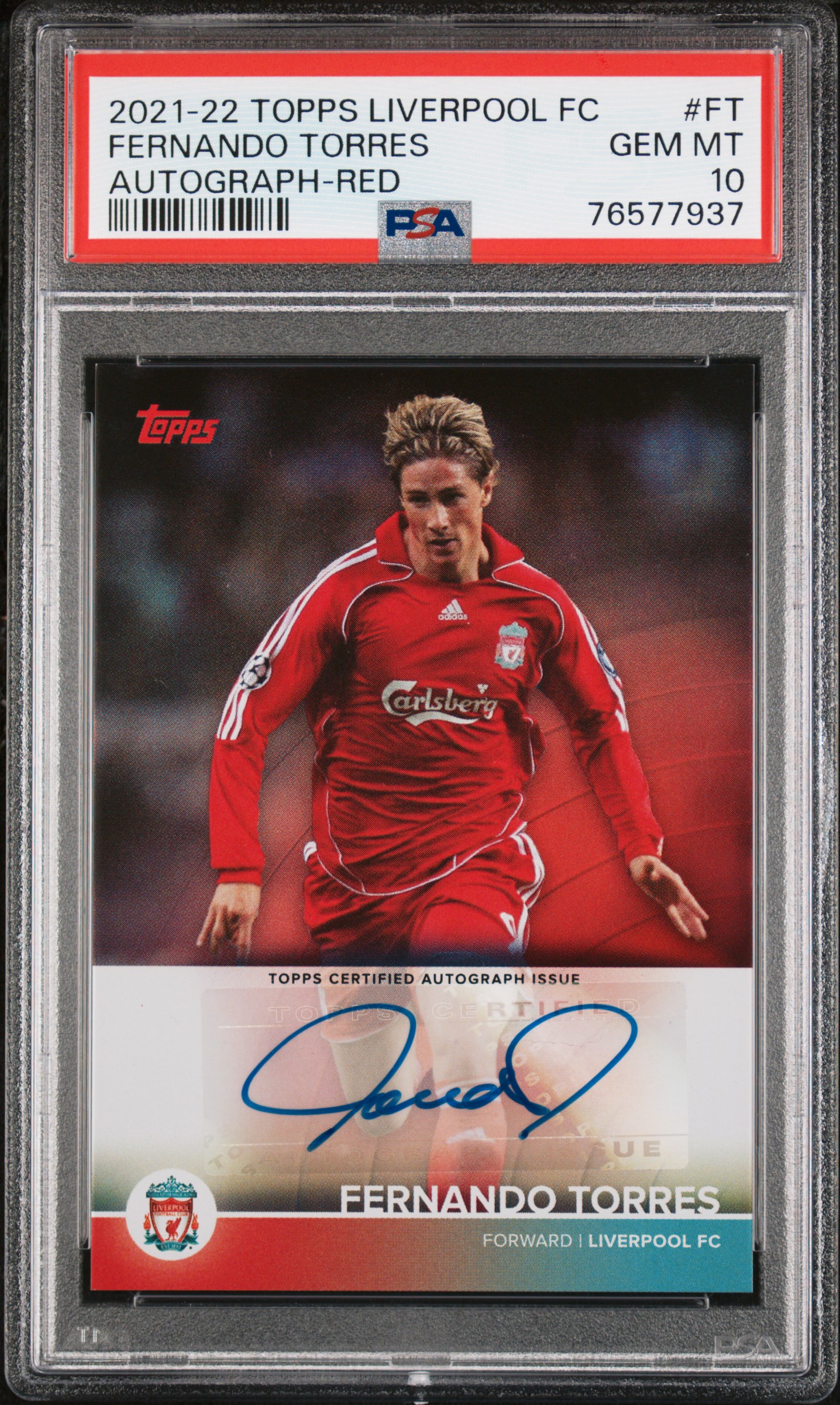 [PSA 10] 2022 Topps Liverpool Team Set Fernando Torres Red Auto /10