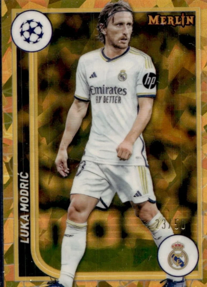 2023-24 Topps Chrome Merlin UCL Luka Modric Atomic Gold