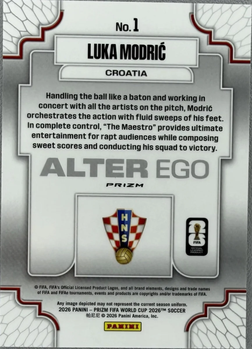 2026 Panini Prizm FIFA WC Luka Modric Alter Ego — back