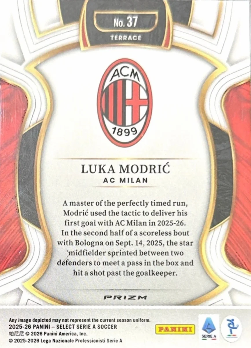 2025-26 Panini Select Luka Modric White Sparkle — back