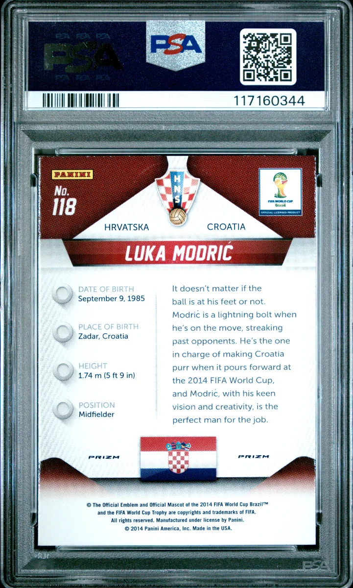 2014 Panini Prizm World Cup Luka Modric #118 Blue & Red Wave — back