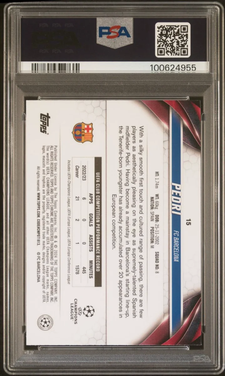 Topps Chrome Sapphire Pedri Gold /50 back