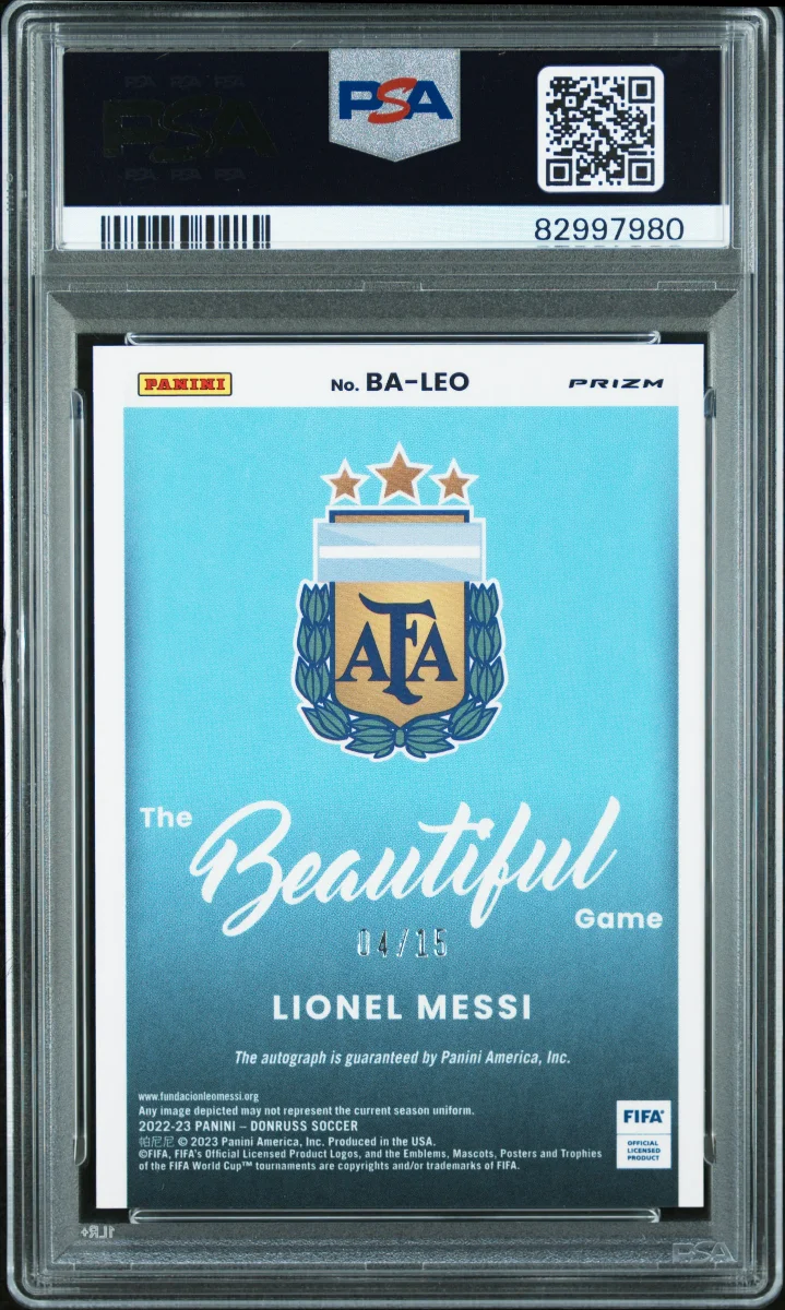 Panini Beautiful Game Messi Auto /15 — back