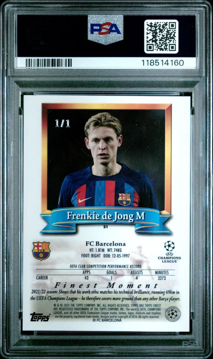 2022-23 Topps Finest Flashback Frenkie De ajong Superfractor 1/1 back