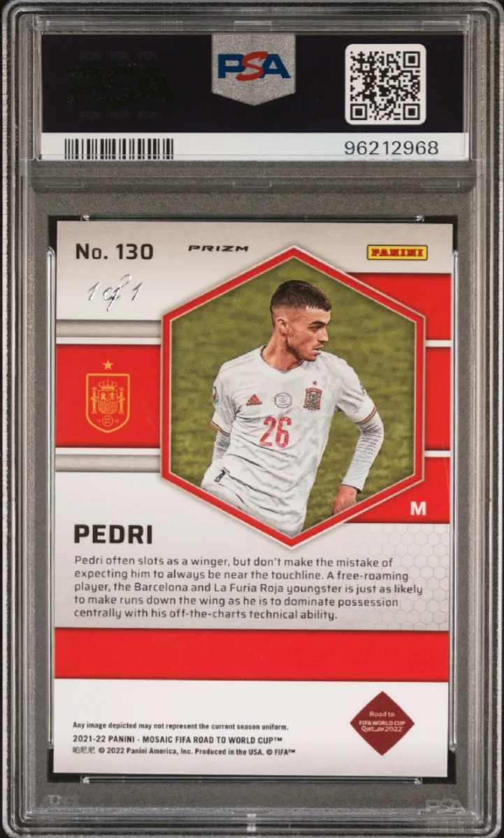 2021-22 Panini Mosaic Road to World Cup Pedri Black 1/1 — back