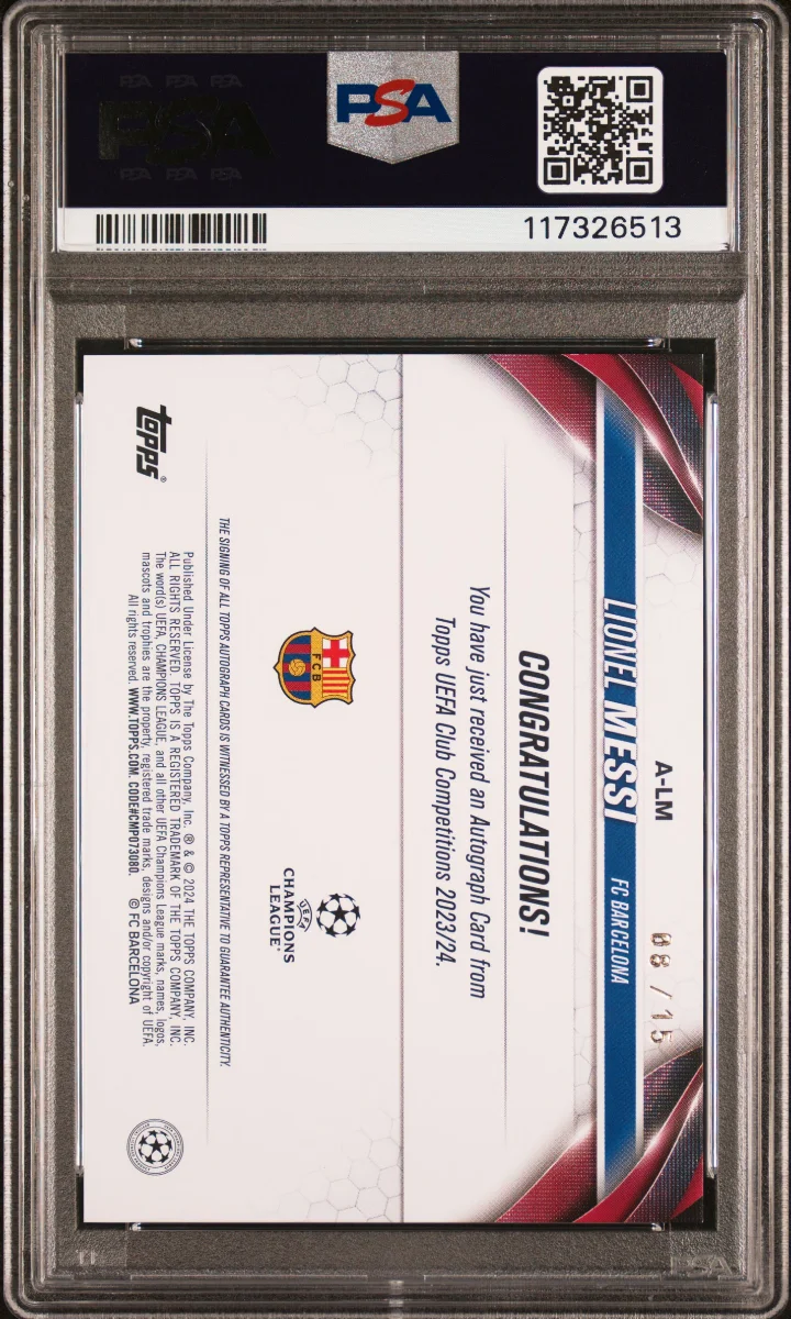 Topps Jade UCC Messi Auto /15 — back