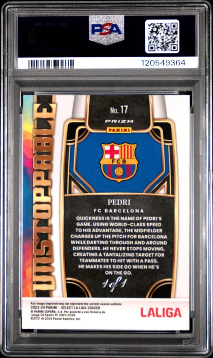 2023-24 Panini Select Pedri Black 1/1 back