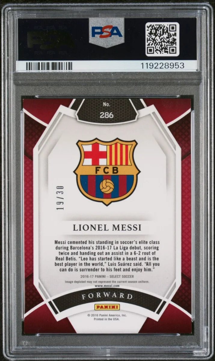 2016 Panini Select Lionel Messi /30 back