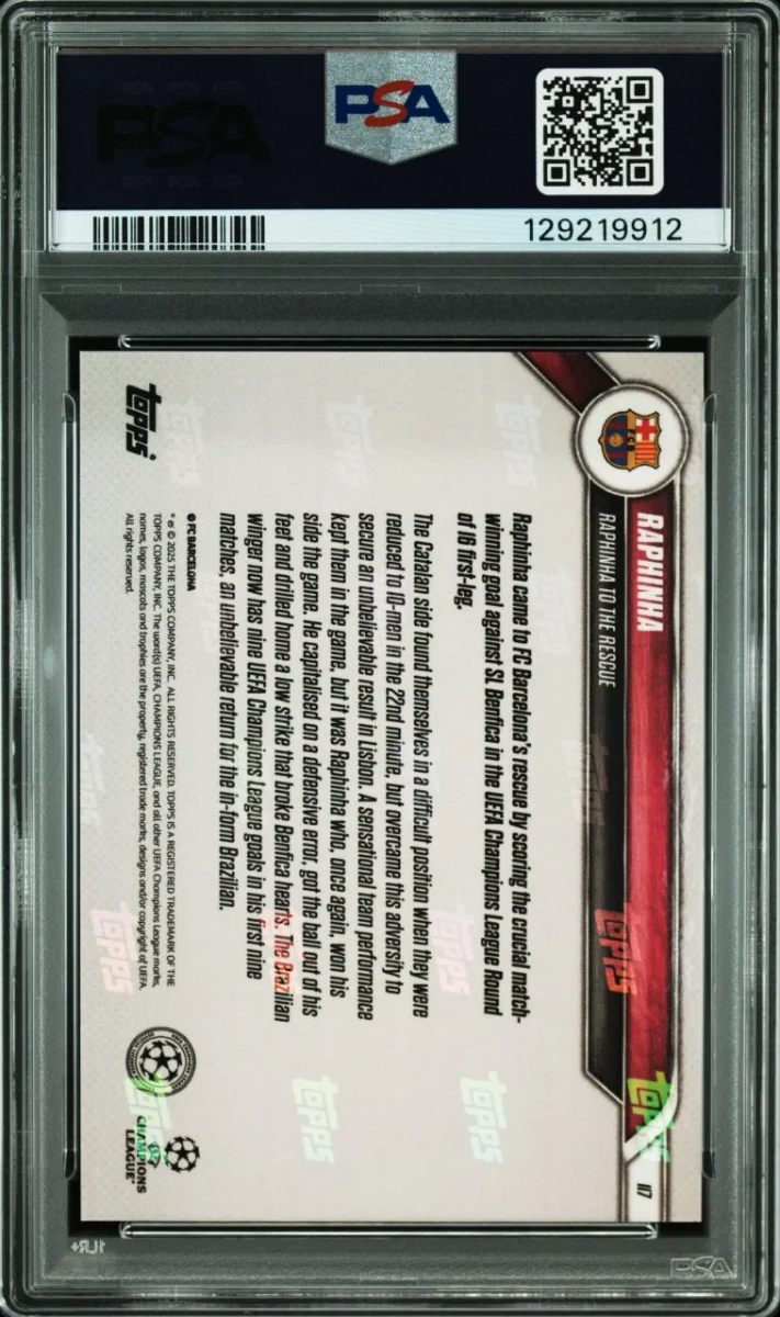 2024-25 Topps Now Raphinha Foilfractor 1/1 back