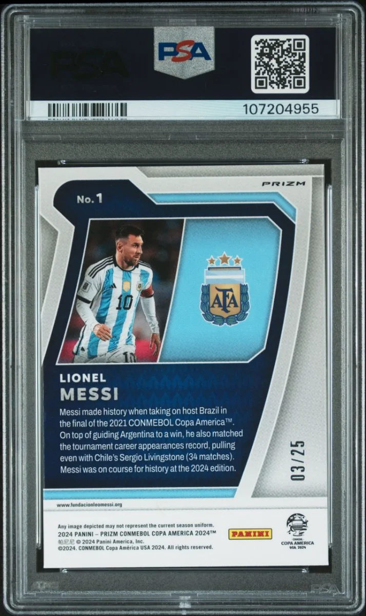 2024 Panini Prizm Copa America Lionel Messi /25 back
