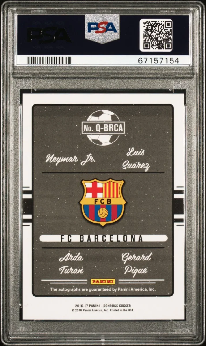 2016 Panini Neymar Suarez Turan Pique Auto /10 back