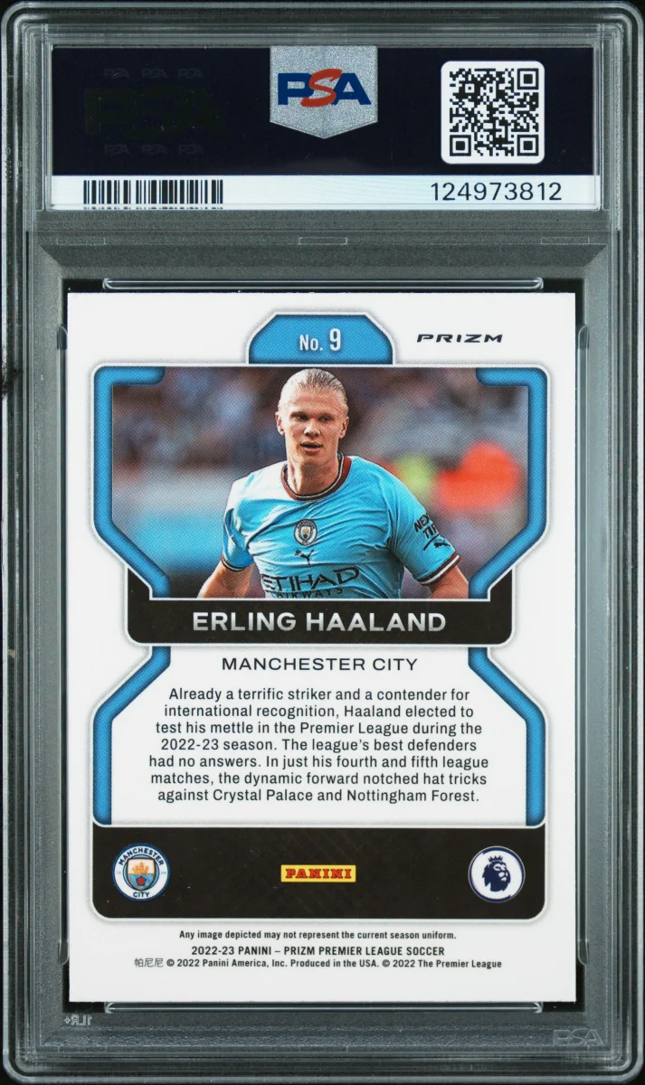 2022 Panini Prizm Premier League White Sparkle Prizm Erling Haaland #9 — back