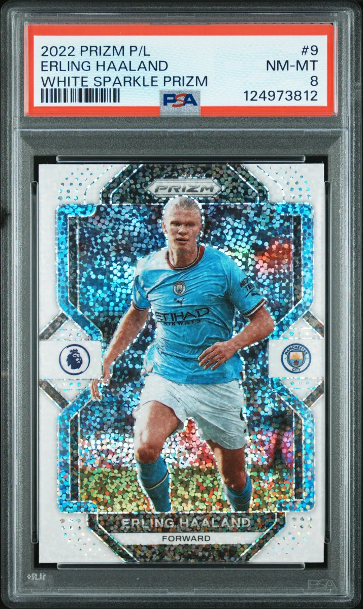 2022 Panini Prizm Premier League White Sparkle Prizm Erling Haaland #9