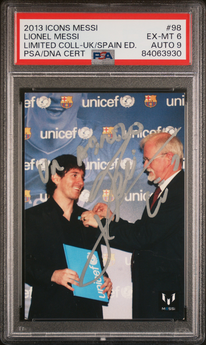 Lionel Messi 2013 Icons On-Card Auto Inscription PSA