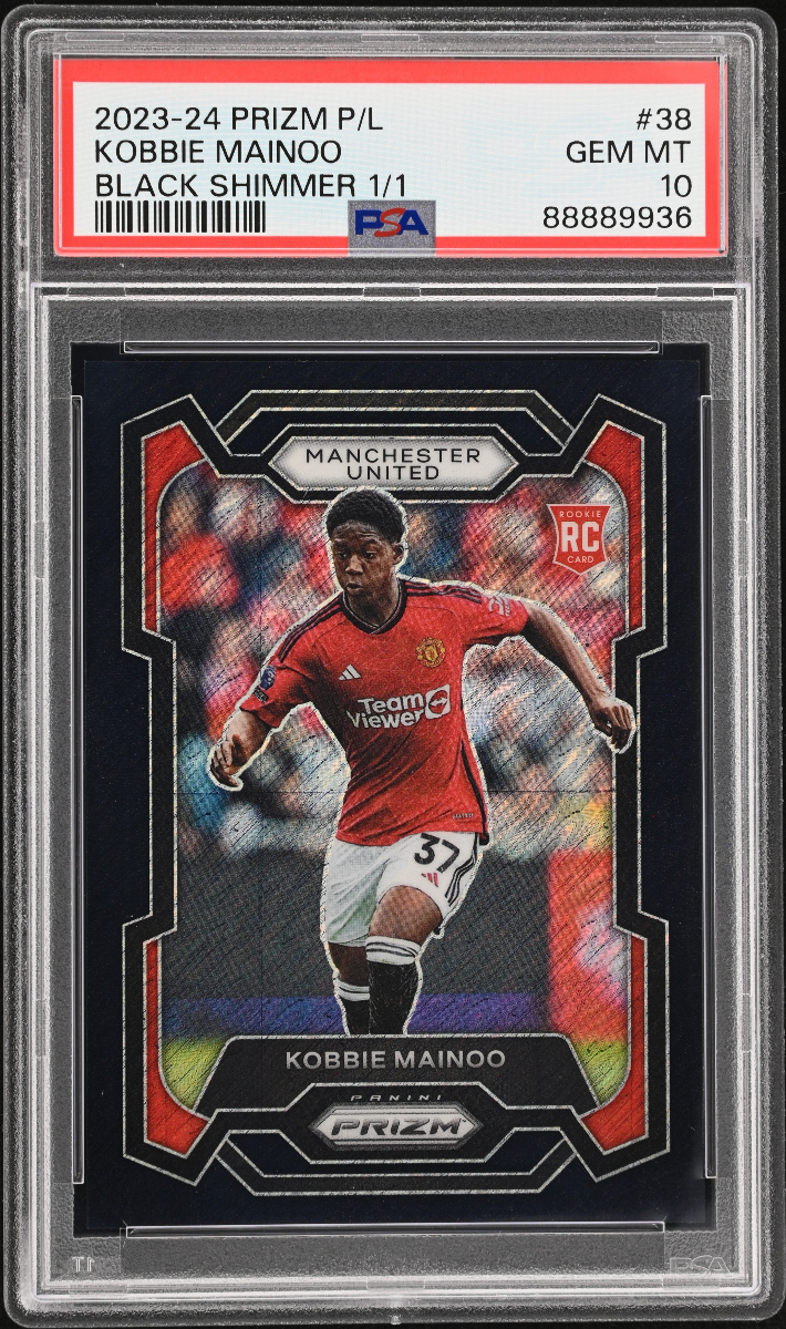 Kobbie Mainoo 2023 Panini Prizm Black Shimmer 1/1 PSA 10