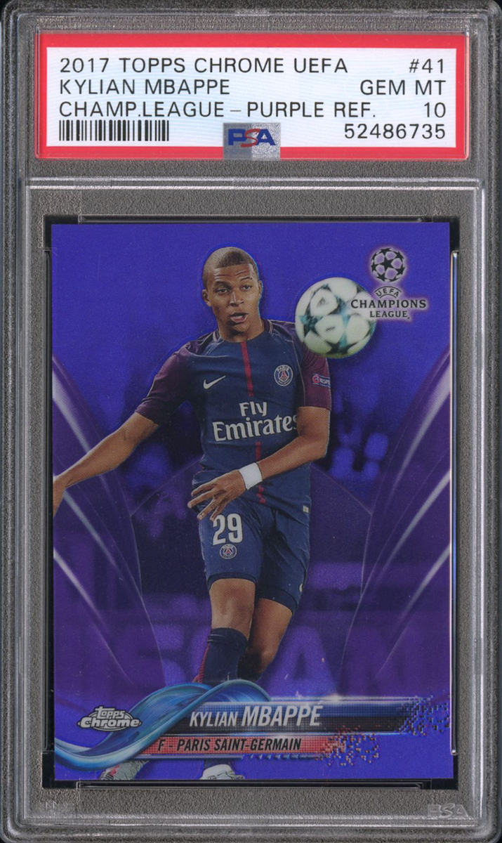 Kylian Mbappé 2017 Topps Chrome UCL Purple Refractor /299 PSA 10 Rookie