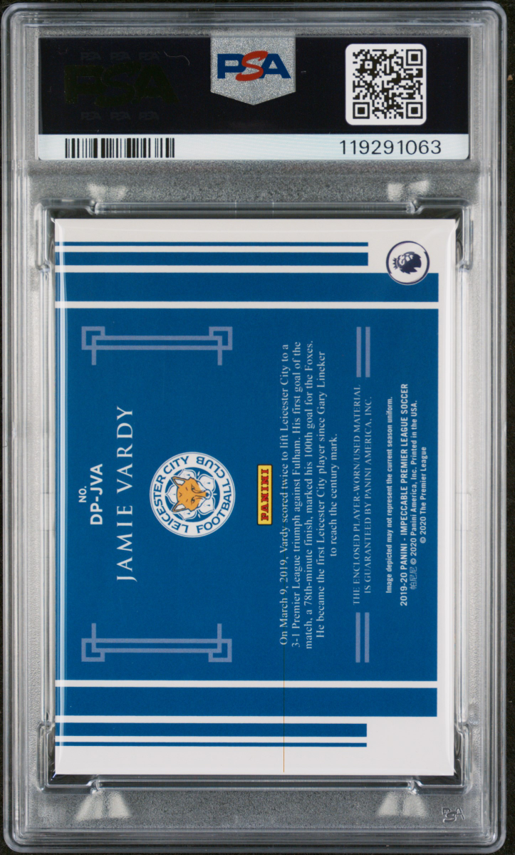 Jamie Vardy 2019 Panini Impeccable Patch 1/1 back