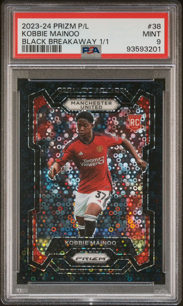 Kobbie Mainoo 2023 Panini Prizm Black Breakaway Disco Rookie 1/1 PSA 9