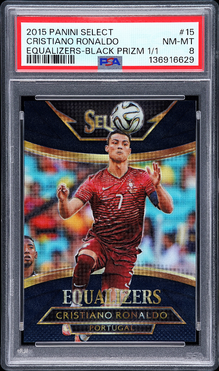 Cristiano Ronaldo 2015 Panini Select Equalizers Black 1/1 PSA 8