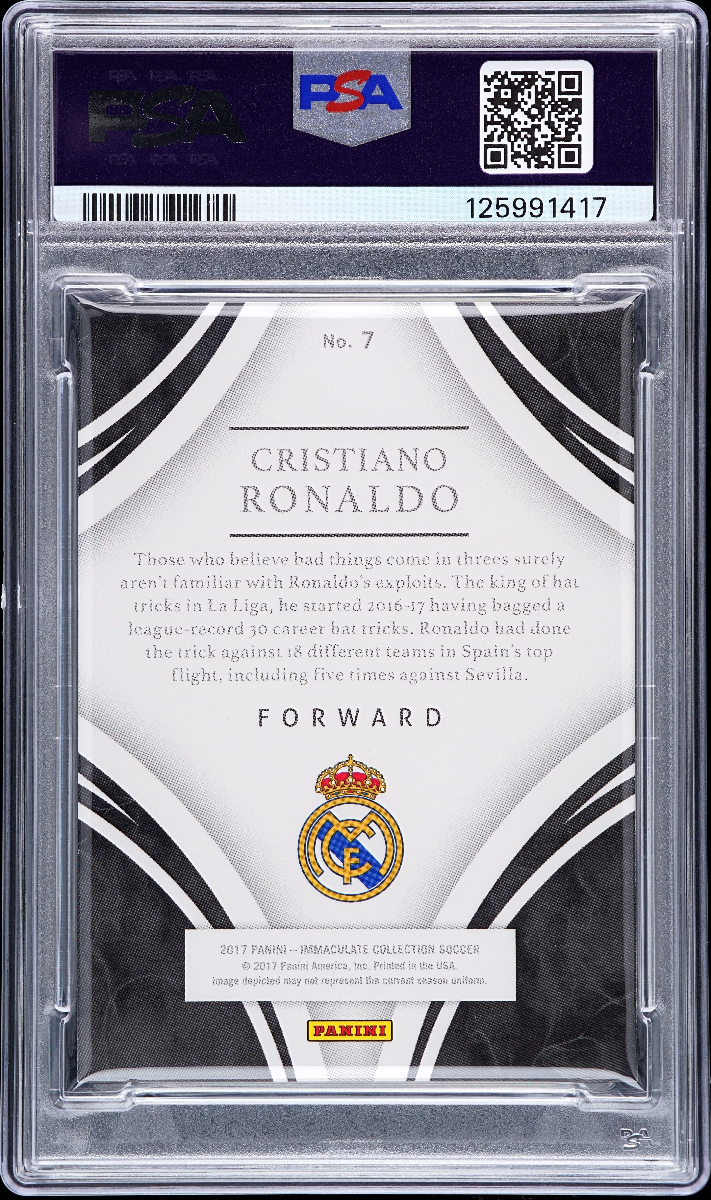 Cristiano Ronaldo 2017 Panini Immaculate 1/1 back