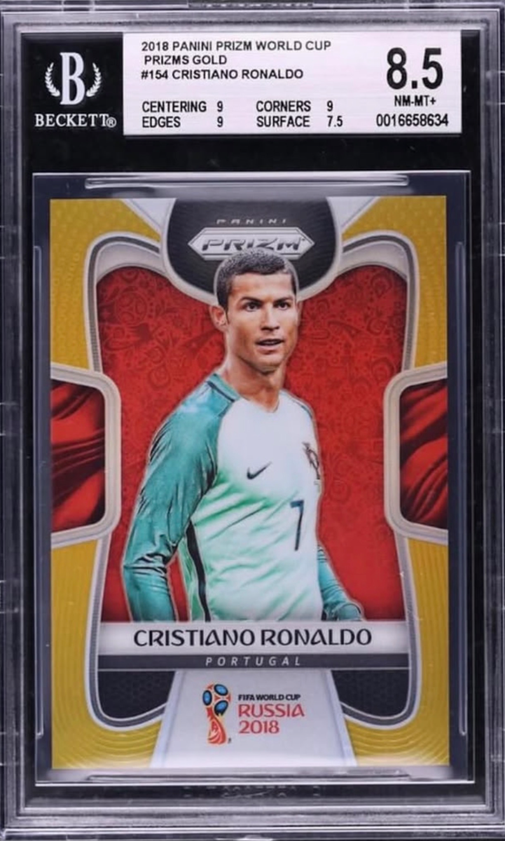 Cristiano Ronaldo 2018 Prizm World Cup True Gold BGS 8.5