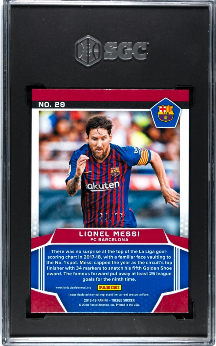 2018 Panini Treble Lionel Messi Blue /75 back